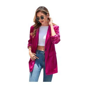 Habit Casual Pocketed Velvet (Magenta) Blazer. Size Medium. $18.00